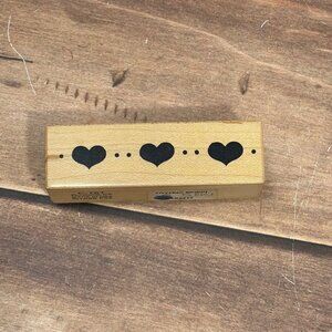 HTF 1986 PSX C-761 HEART BORDER WOOD MOUNTED RUBBER STAMP VALENTINE LOVE
